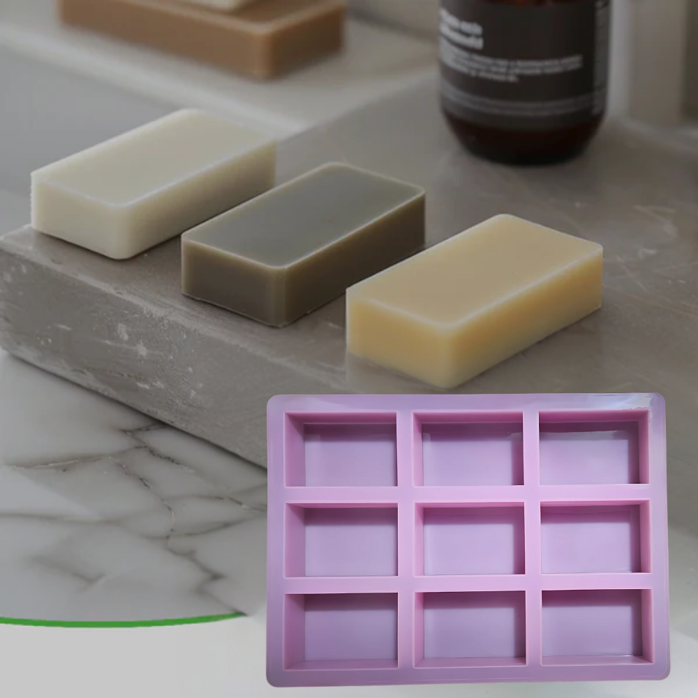 SILICOMOLDS - 110gms - Rectangle Shape - 9 Cavities Silicone Soap Mold-URP052SM
